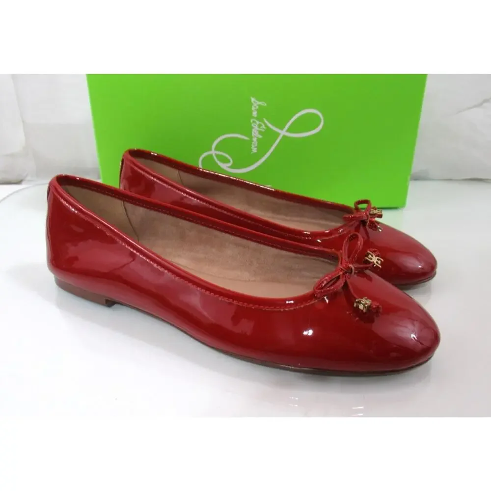 Sam Edelman Felicia Bow Detail Ballet Flat Shoes Lux Red Patent Size 7.5